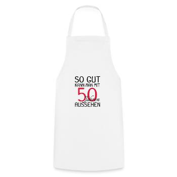 50 Geburtstag Spruch Party Geschenk - Kochschürze - Weiß - Vorne - AI Model Male 185 dark (185cm)