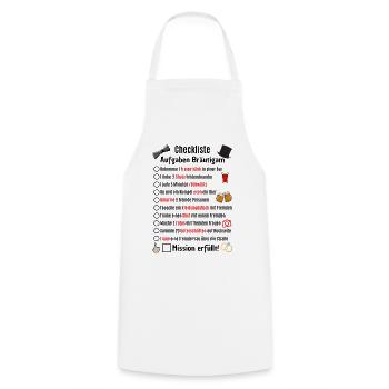 Checkliste JGA Aufgaben Bräutigam - Kochschürze - Weiß - Vorne - AI Model Male 185 dark (185cm)