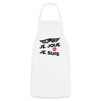 Gamer - Geek - Je Joue Donc Je Suis - Tablier de cuisine - blanc - Devant - AI Model Male 185 dark (185cm)