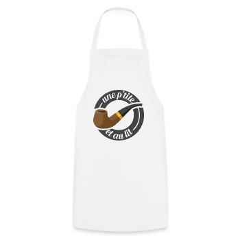 Une p'tite pipe et au lit - Tablier de cuisine - blanc - Devant - AI Model Male 185 dark (185cm)