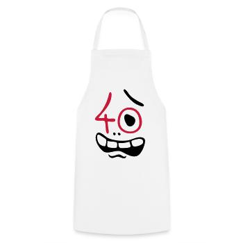 Uh oh, 40 years! - Cooking Apron - white - Front - AI Model Male 185 dark (185cm)