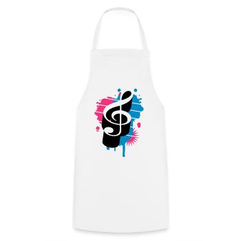 une clé de sol comme un graffiti - Tablier de cuisine - blanc - Devant - AI Model Male 185 dark (185cm)