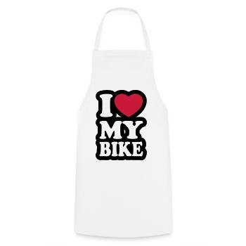 I love my bike - Ich liebe mein Motorrad - Kochschürze - Weiß - Vorne - AI Model Male 185 dark (185cm)