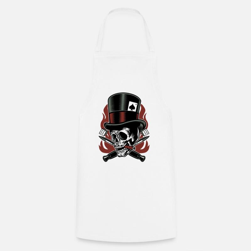 Outlaw Skull / Skull gambling gift idea - Cooking Apron - white