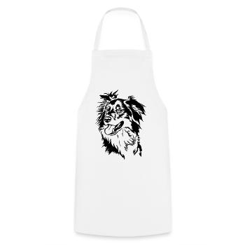 Tête de Border Collie - Tablier de cuisine - blanc - Devant - AI Model Male 185 dark (185cm)