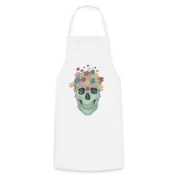 Floral skull - Cooking Apron - white - Front - AI Model Male 185 dark (185cm)