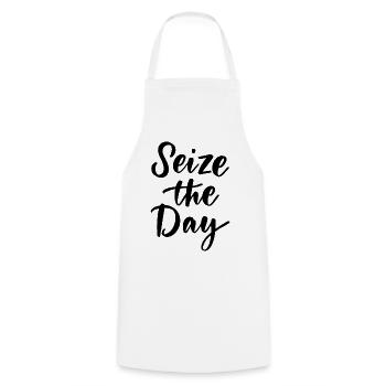 Seize The Day - Cooking Apron - white - Front - AI Model Male 185 dark (185cm)