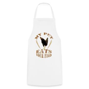 Chicken - my pet eats your food - Cooking Apron - white - Front - AI Model Male 185 dark (185cm)