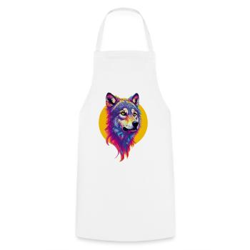 Wolf's Head - Cooking Apron - white - Front - AI Model Male 185 dark (185cm)