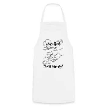 Ésaïe verset biblique Je t’aide - Tablier de cuisine - blanc - Devant - AI Model Male 185 dark (185cm)