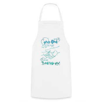 Ésaïe verset biblique Je t’aide - Tablier de cuisine - blanc - Devant - AI Model Male 185 dark (185cm)