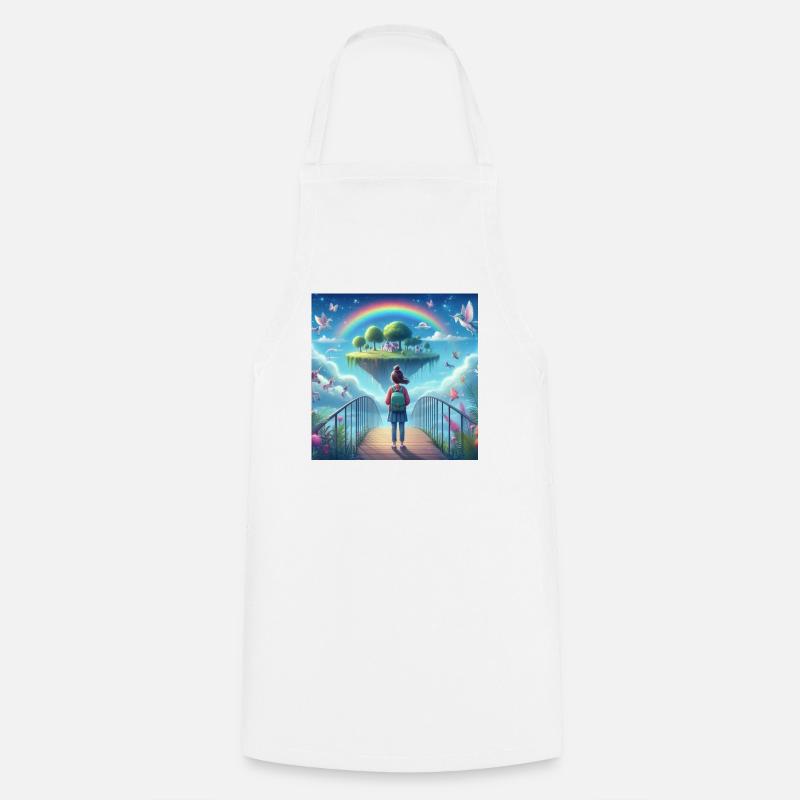 Imaginative sky streams with unicorns - Cooking Apron - white