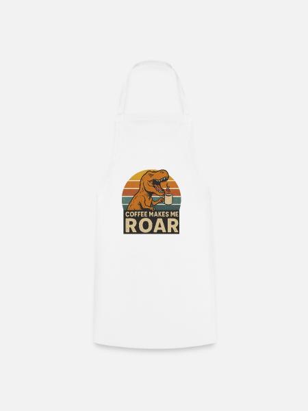 Dinosaur Coffee Roar Fun Design - Kochschürze - Weiß