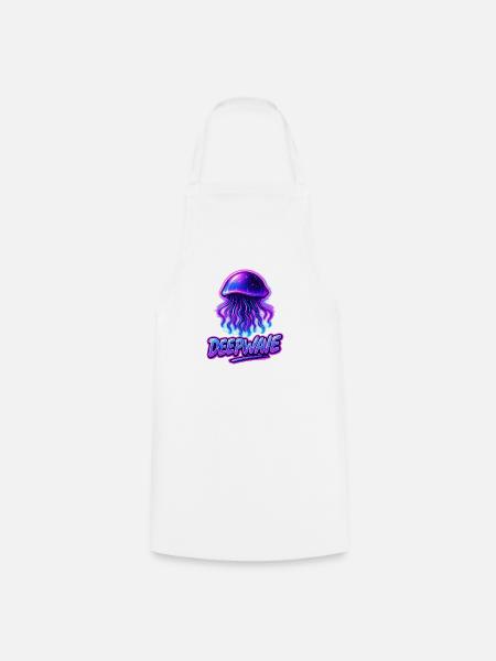 Neon Qualle Deepwave Design - Kochschürze - Weiß