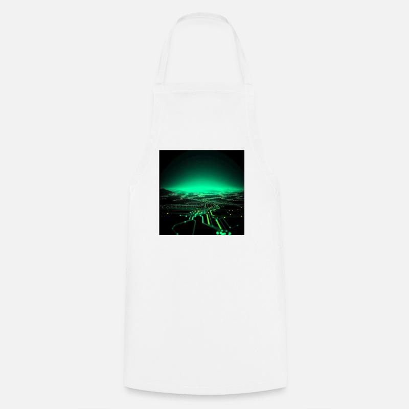 Neon Tech City Skyline - Cooking Apron - white