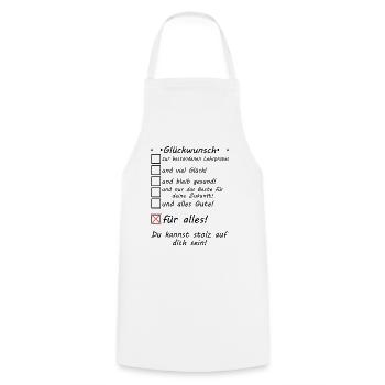 Passed Teaching Sample Teaching Sample Congratulations - Cooking Apron - white - Front - AI Model Male 185 dark (185cm)