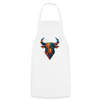 Stierkopf | Stier Print / Druck / Design - Kochschürze - Weiß - Vorne - AI Model Male 185 dark (185cm)
