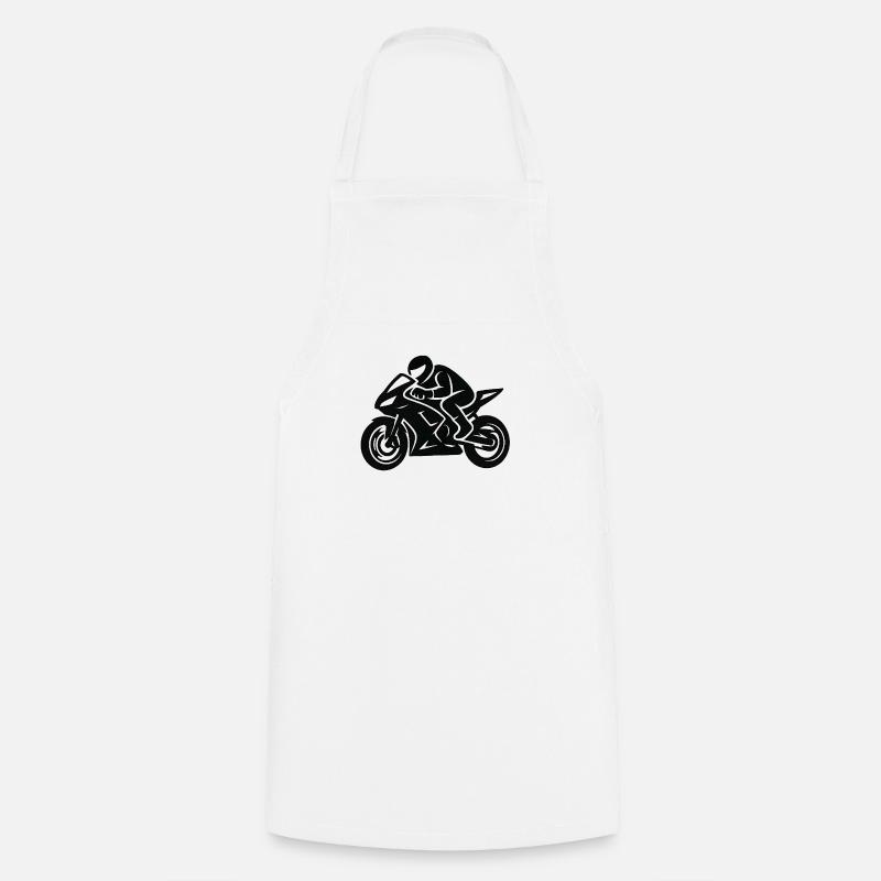 Motorcycle line drawing - Cooking Apron - white