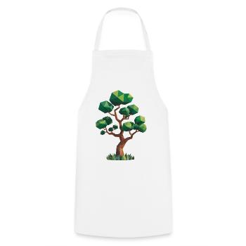 Baum - Cooles Low Poly Logo - Kochschürze - Weiß - Vorne - AI Model Male 185 dark (185cm)