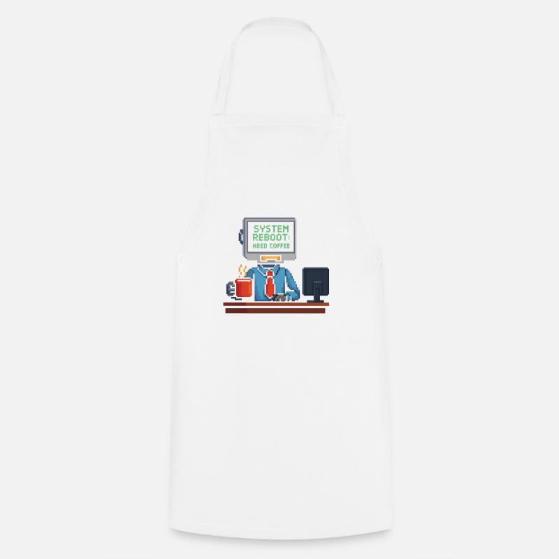 System Reboot Need Coffee - Cooking Apron - white