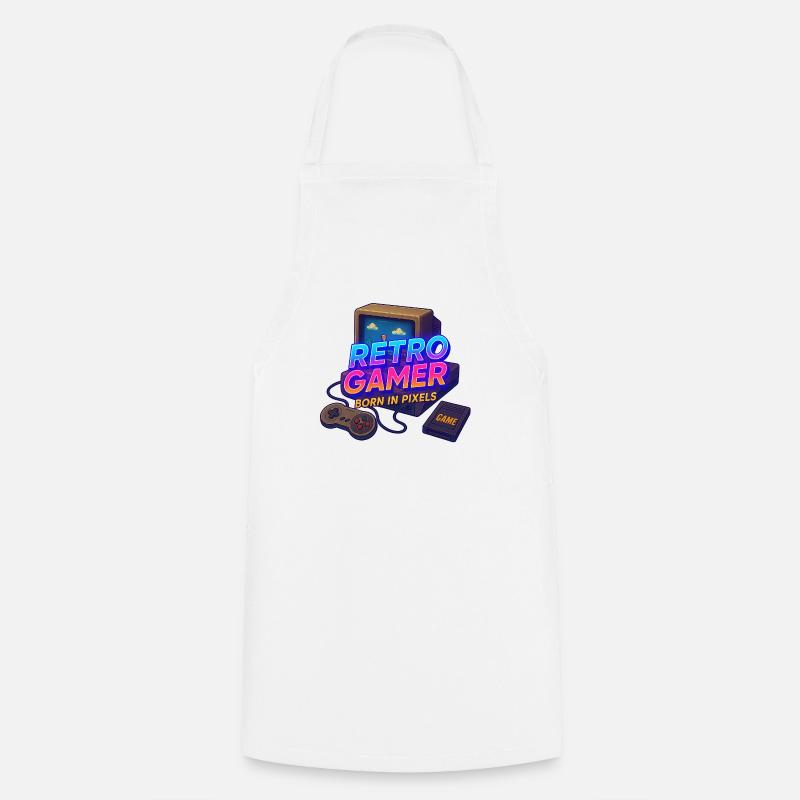 Retro Gamer Born in Pixels - Cooking Apron - white