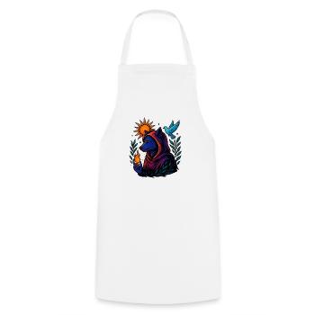 Flame of the Spirit – Cosmic Wolf Art - Cooking Apron - white - Front - AI Model Male 185 dark (185cm)