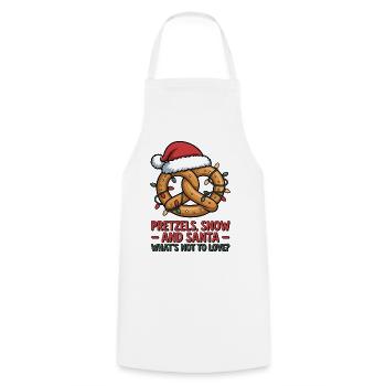 Festive Pretzel with Santa Hat and Christmas Light - Cooking Apron - white - Front - AI Model Male 185 dark (185cm)