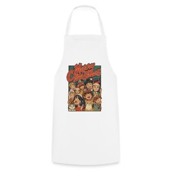 Retro Christmas Kids Cats Cartoon - Cooking Apron - white - Front - AI Model Male 185 dark (185cm)