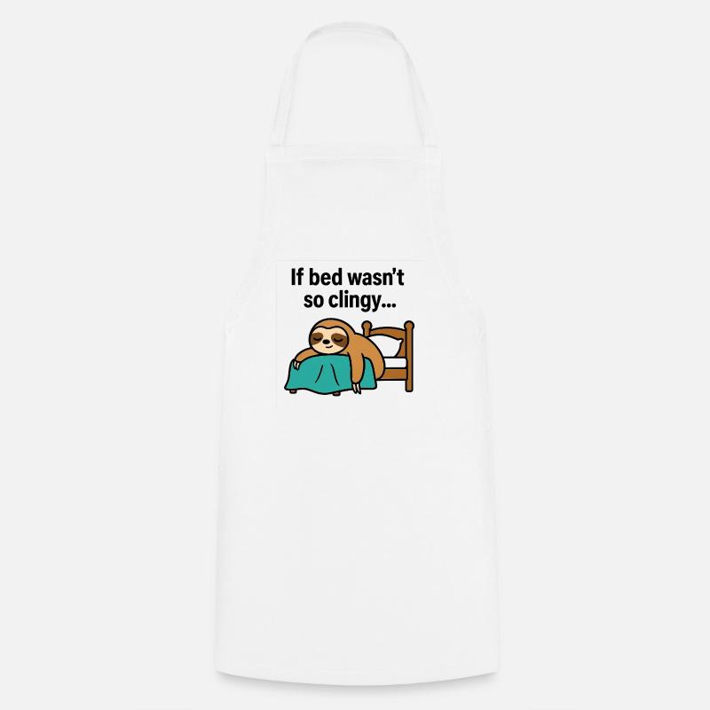 Clingy Bed Sloth - Cooking Apron - white