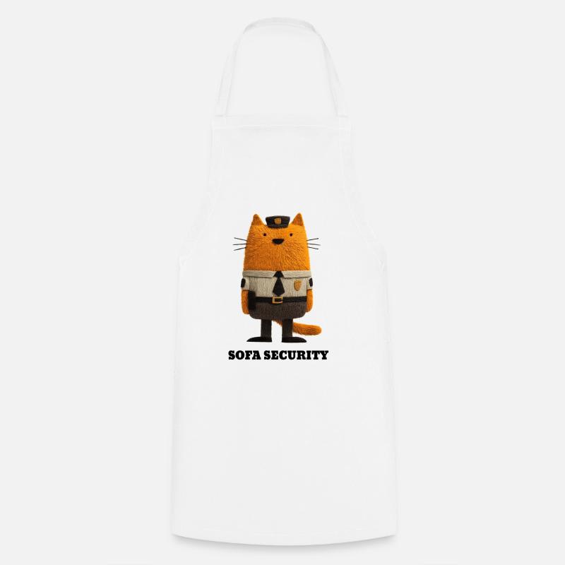 Cat in Security Look - Sofa Security - Cooking Apron - white