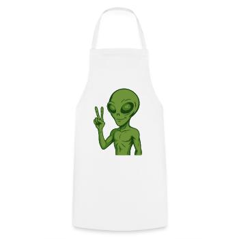 Alien Extraterrestrial Peace Peace - Cooking Apron - white - Front - AI Model Male 185 dark (185cm)