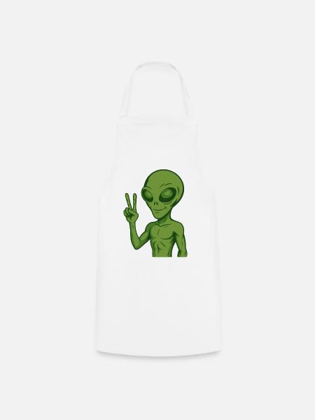 Alien Außerirdischer Frieden Peace - Kochschürze - Weiß