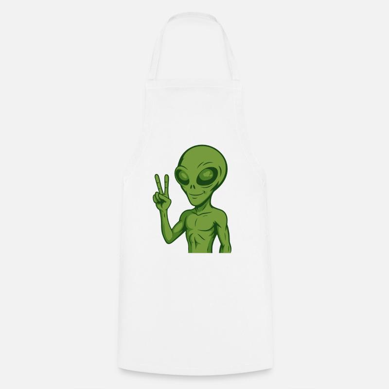 Alien Außerirdischer Frieden Peace - Kochschürze - Weiß