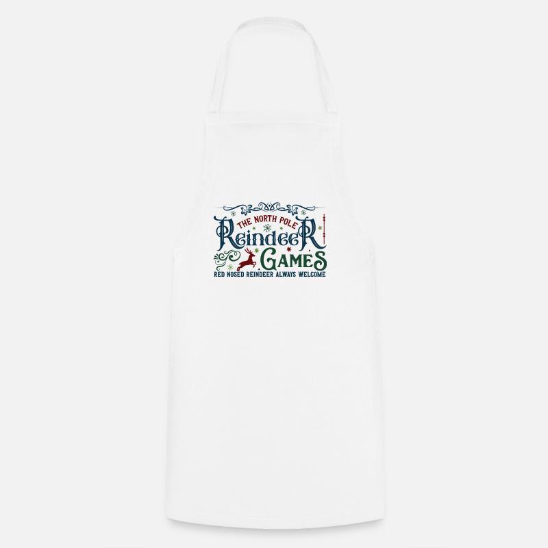 North Pole Reindeer Games - Cooking Apron - white