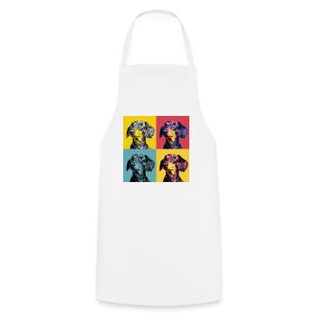 Pop Art Dachshund Quad - Cooking Apron - white - Front - AI Model Male 185 dark (185cm)