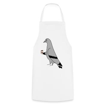 Pigeon avec tasse de café Urban Minimal Illustration - Tablier de cuisine - blanc - Devant - AI Model Male 185 dark (185cm)