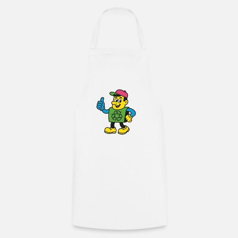 Recycle Hero Mascot Tee - Cooking Apron - white
