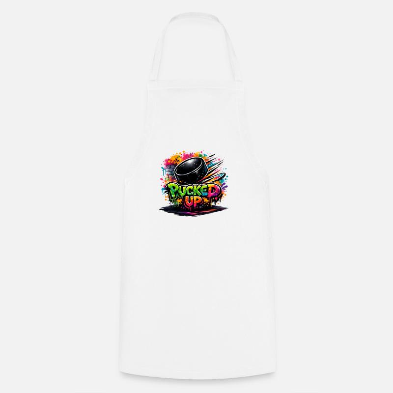 Pucked Up Graffiti Puck - Cooking Apron - white