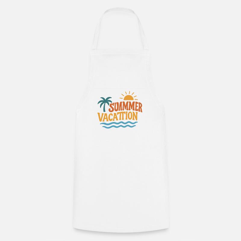 Vacances d’été Palmiers Vagues de soleil - Tablier de cuisine - blanc