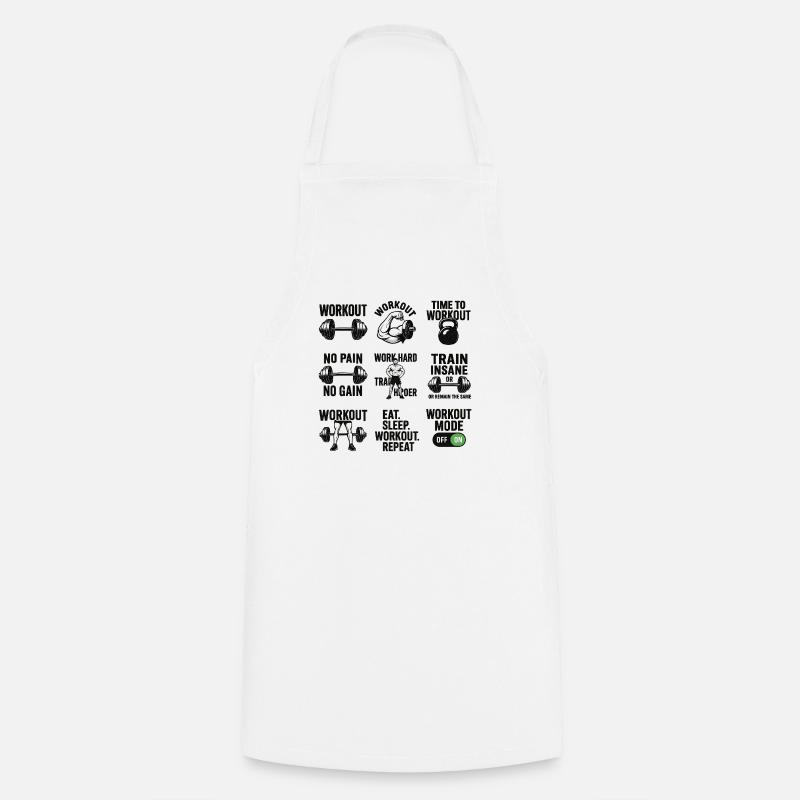 Power Gym Black Patterns Workout - Cooking Apron - white