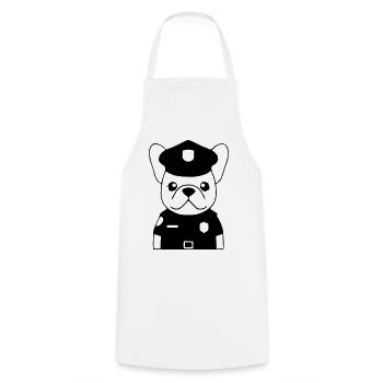 Frenchie Policeman Dog Black - Cooking Apron - white - Front - AI Model Male 185 dark (185cm)