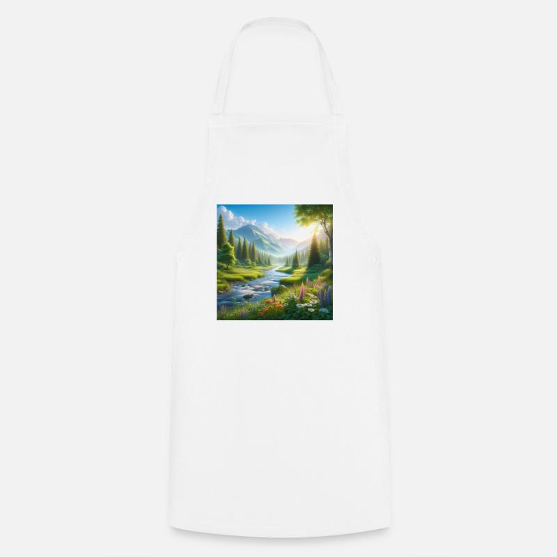 Fjälldalen's Spring Flower River - Cooking Apron - white