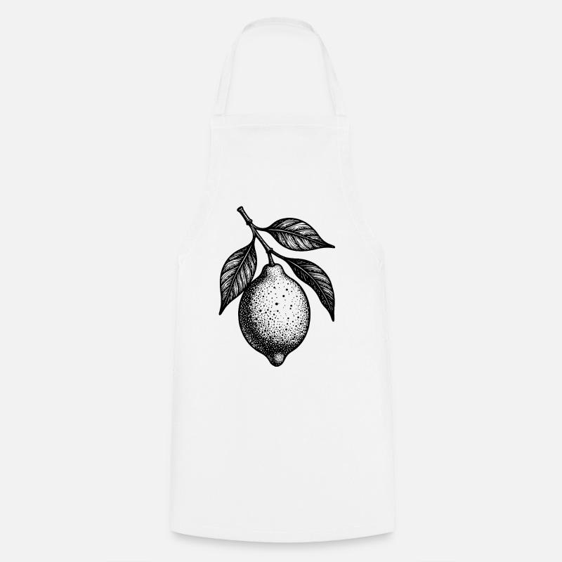 Illustration : citron pendu à la texture pointillée - Tablier de cuisine - blanc
