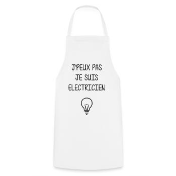 J'peux Pas Je Suis Électricien : Tension Maximale - Tablier de cuisine - blanc - Devant - AI Model Male 185 dark (185cm)