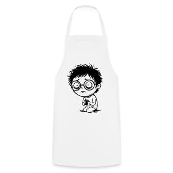 Étudiant Café Fatigue Regard Vide Manga - Tablier de cuisine - blanc - Devant - AI Model Male 185 dark (185cm)