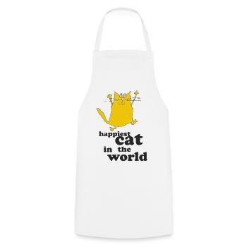Le chat le plus heureux du monde - Tablier de cuisine - blanc - Devant - AI Model Male 185 dark (185cm)