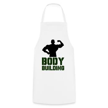 Powerful Bodybuilding Typography - Cooking Apron - white - Front - AI Model Male 185 dark (185cm)