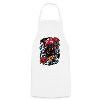 Rottweiler im japanischen Irezumi Tattoo Stil - Kochschürze - Weiß - Vorne - AI Model Male 185 dark (185cm)