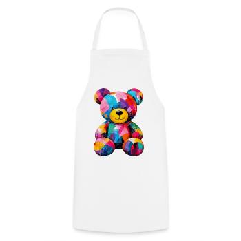 Colorful Teddy Bear in Pop Art Style - Cooking Apron - white - Front - AI Model Male 185 dark (185cm)