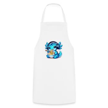 Kawaii Axolotl with Headphones and Ramen Gaming - Cooking Apron - white - Front - AI Model Male 185 dark (185cm)